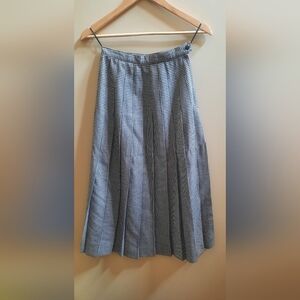 Gingham black and white mid length skirt - vintage 80s, 90s